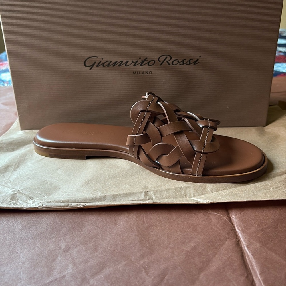 🤎🌟🤎 Gianvito Rossi Brown Sandals with Intricate Cut-Out Design 🤎🌟🤎 - Picture 9 of 16